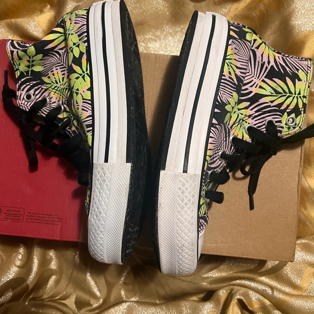 Converse CTAS Eva Lift Platform Sneaker Pink Green Black Canvas High Top Girls 2